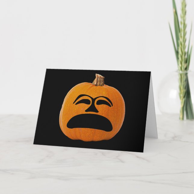 Unhappy Jack O' Lantern Halloween Pumpkin Card (Front)