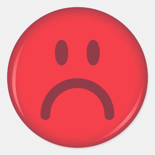 Unhappy pouty angry red face classic round sticker (Front)