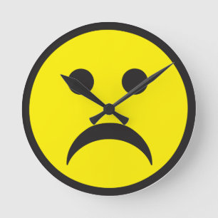 Unhappy Sadness Face Round Clock