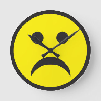 Unhappy Sadness Face Round Clock