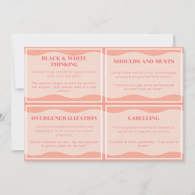 Unhelpful Thinking Styles Modern Peach Set Cards 2 (Front)