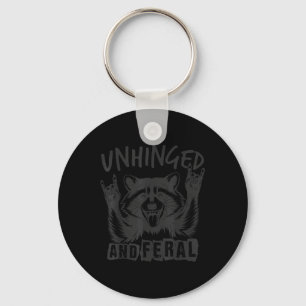 Unhinged And Feral Funny Racoon Men Girl Toddler Key Ring
