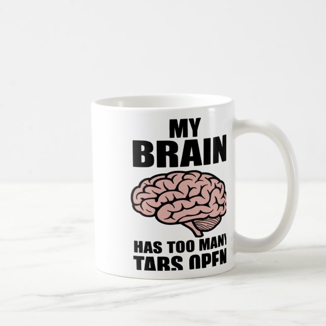 Unhinged - My Brain Has Too Many Tabs Open Sticker Coffee Mug (Right)