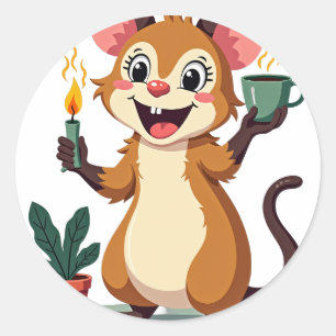 Unhinged Opossum Live Laugh Love Chaos Candle Coff Classic Round Sticker
