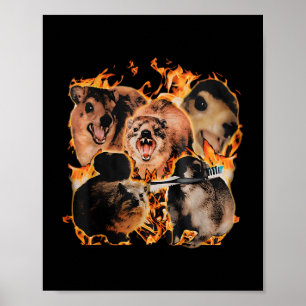 Unhinged Rock Hyrax Awawa Animal Humour Retro Men  Poster