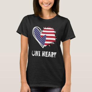 Uni Heart Patriotic Horse Heart American Flag Hors T-Shirt
