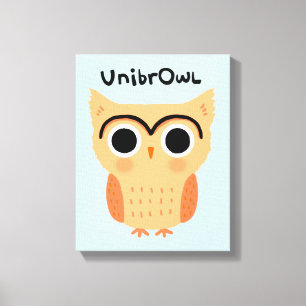 UnibrOwl Unibrow Owl Funny Cute Eyebrows Owl Canvas Print