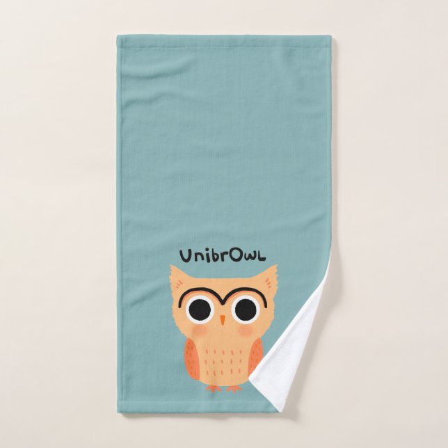 UnibrOwl Unibrow Owl | Funny Cute Eyebrows Owl Hand Towel (Hand Towel)