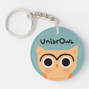 UnibrOwl Unibrow Owl Funny Cute Eyebrows Owl Key Ring