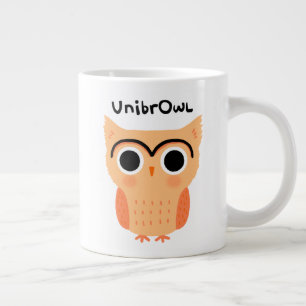 UnibrOwl Unibrow Owl Funny Cute Eyebrows Owl Large Coffee Mug