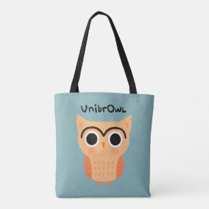 UnibrOwl Unibrow Owl   Funny Cute Owl Tote Bag
