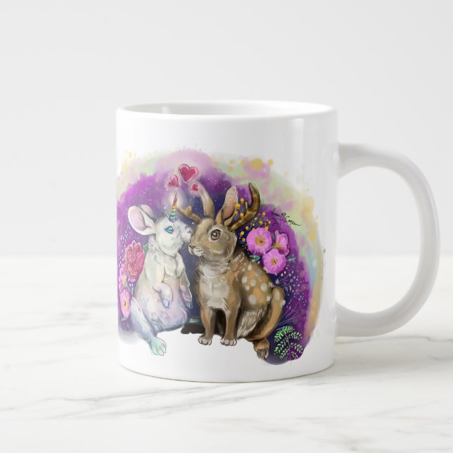 Unibunny Kisses Jackalope Magical Love Large Coffee Mug (Right)