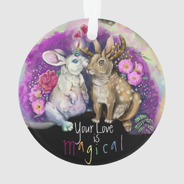 Unibunny Kisses Jackalope Magical Love Ornament (Back)