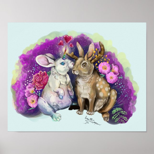 Unibunny Kisses Jackalope Magical Love Poster (Front)