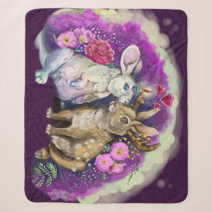 Unibunny Kisses Jackalope Magical Love Sherpa Blanket