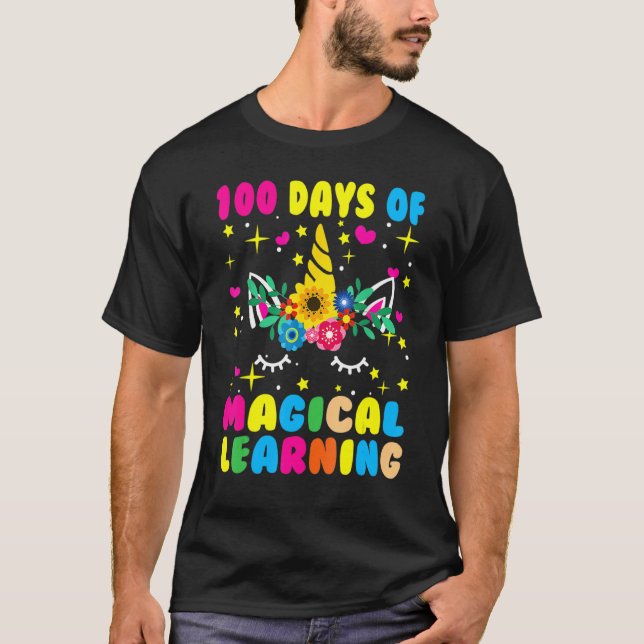 Unicorn 100 Days Of Magical Learning Happy 100th D T-Shirt (Front)