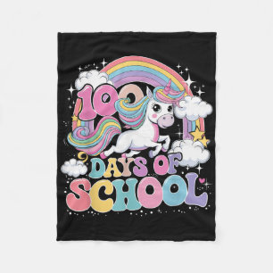 Unicorn 100 Days Of School 100th Day Of School Tea Fleece Blanket
