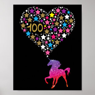 Unicorn 100 Days Of School  Cute Happy Gift Outfit Poster
