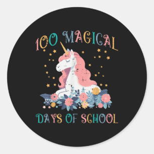 Unicorn 100 Magical Days School 100th Day Toddler Classic Round Sticker