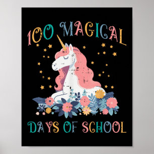 Unicorn 100 Magical Days School 100th Day Toddler Poster