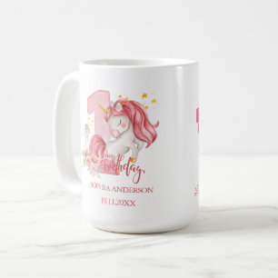 Unicorn 1st Birthday Pink Little Girl Coffee Mug