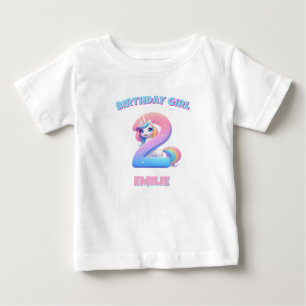Unicorn 2nd Birthday Girl T-shirt Custom Name