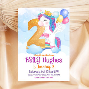 Unicorn 2nd Birthday Invitation