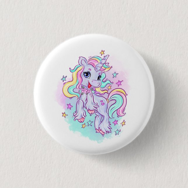 Unicorn  3 cm round badge (Front)