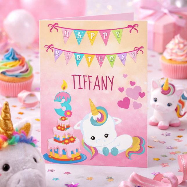 Unicorn 3rd Birthday Card (Creator Uploaded)