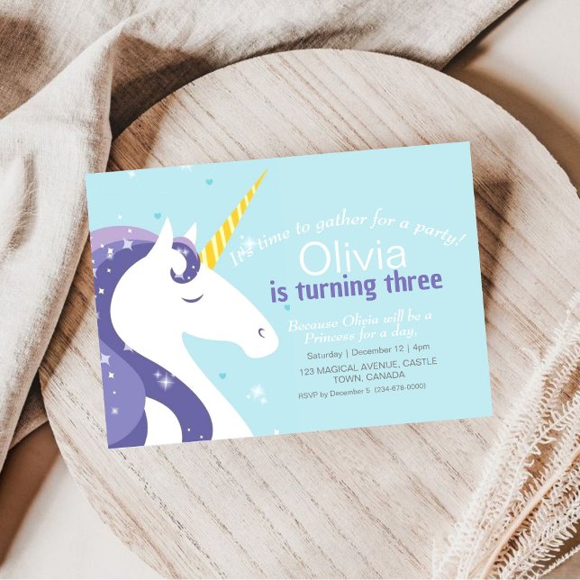 Unicorn 3rd Birthday Invitations Magical Cute (Creator Uploaded)