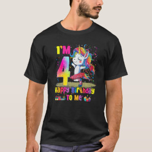 Unicorn 4th Birthday 4 Years Old Girls Princess P T-Shirt