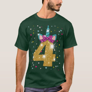 Unicorn 4th Birthday Girl Four 4 Years Old T-Shirt