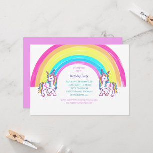 Unicorn 4TH Birthday Party Invitation