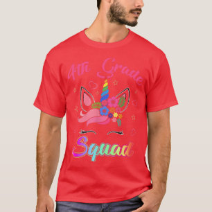 Unicorn 4th Grade Squad Teacher Student Team Back T-Shirt