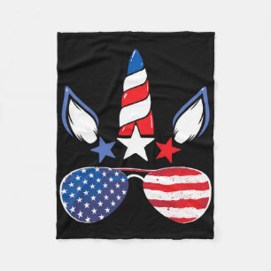 Unicorn 4th Of July Girls Kids Women American Flag Fleece Blanket