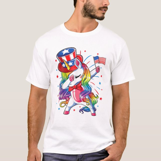 Unicorn 4th of July Girls T-Shirt (Front)
