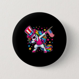 Unicorn 4th Of July Uncle Sam Girls American Flag 6 Cm Round Badge