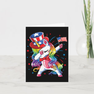 Unicorn 4th Of July Uncle Sam Girls American Flag Card