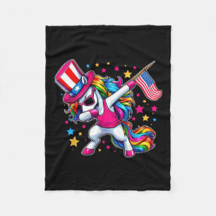 Unicorn 4th Of July Uncle Sam Girls American Flag Fleece Blanket