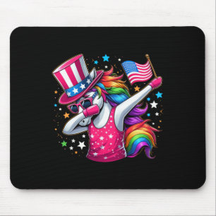 Unicorn 4th Of July Uncle Sam Girls American Flag Mouse Pad