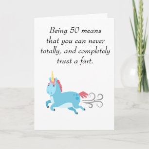 Unicorn 50th Birthday Trust a Fart Humour 50 Card