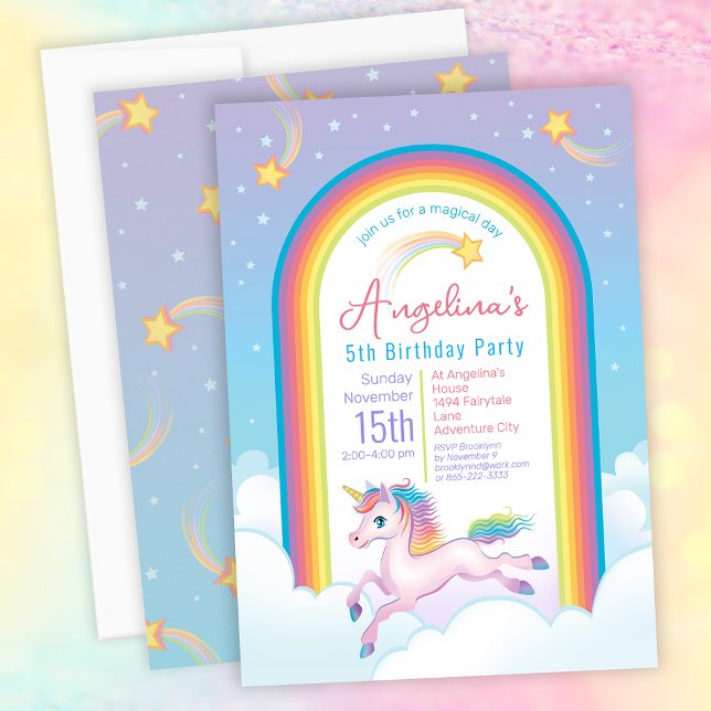 Unicorn 5th Birthday Party Invitation (Creator Uploaded)