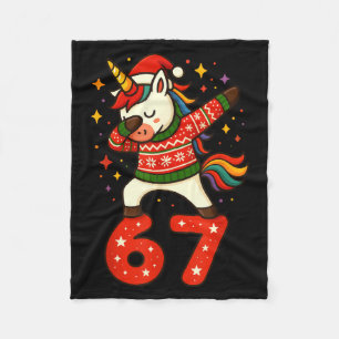 Unicorn 67 Meme Six Seven Funny Christmas  Fleece Blanket