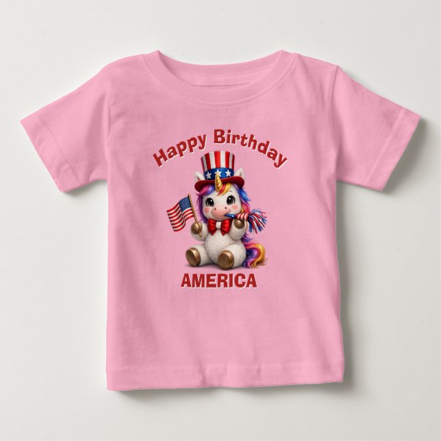 Unicorn (6a) Patriotic Kid T-Shirt (Front)