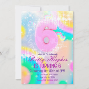 Unicorn 6th Birthday Invitation
