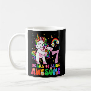 Unicorn 7th Birthday 7 Years Old Girls Princess P Coffee Mug