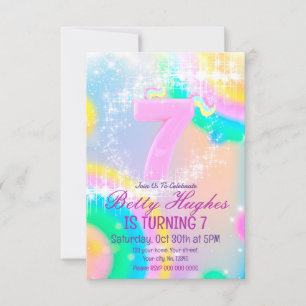 Unicorn 7th Birthday Invitation