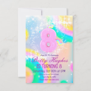 Unicorn 8th Birthday Invitation