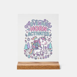 Unicorn Adventure Horn Activated Cute Pastel Graph Acrylic Sign