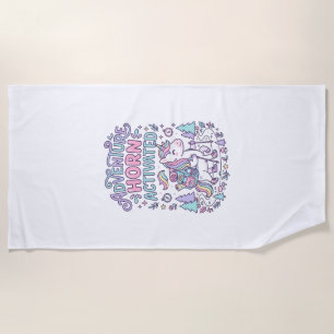 Unicorn Adventure Horn Activated Cute Pastel Graph Beach Towel